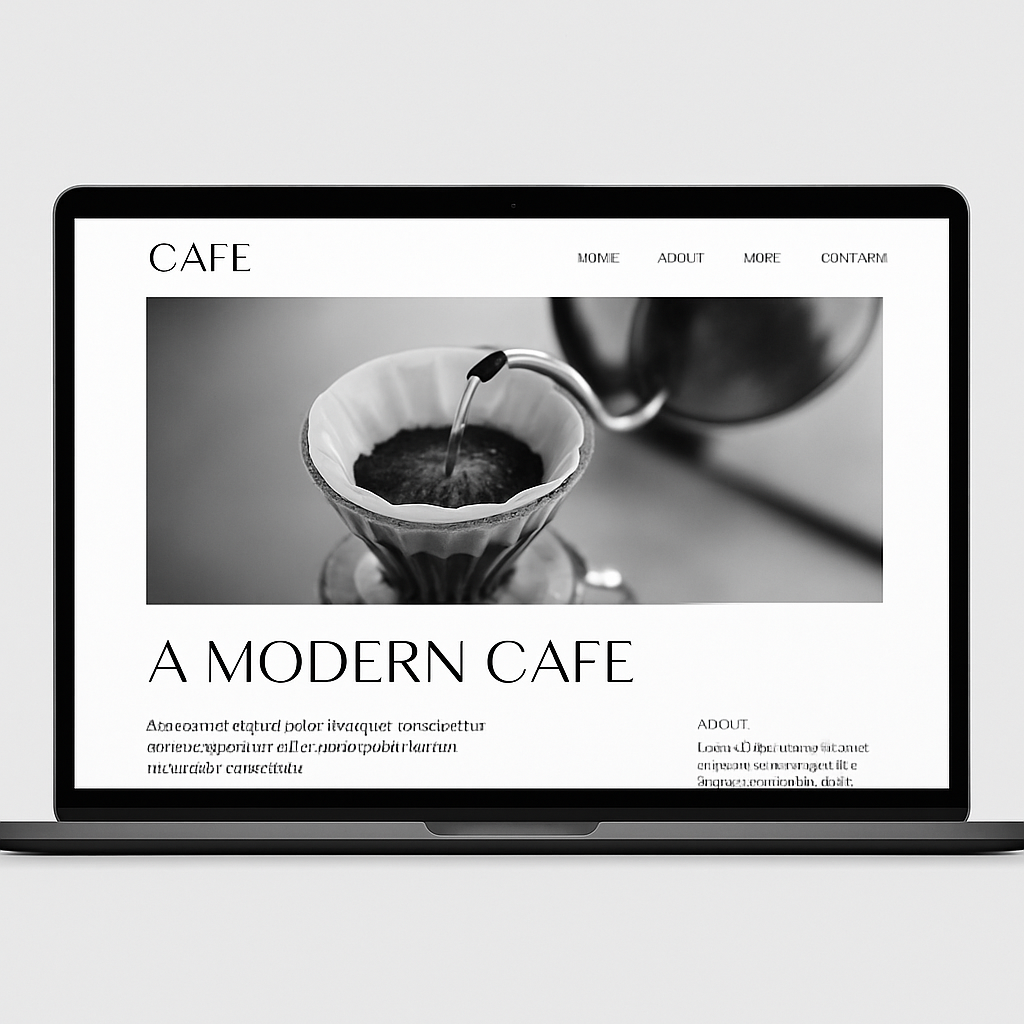 モダンカフェのWebサイト desktop mockup