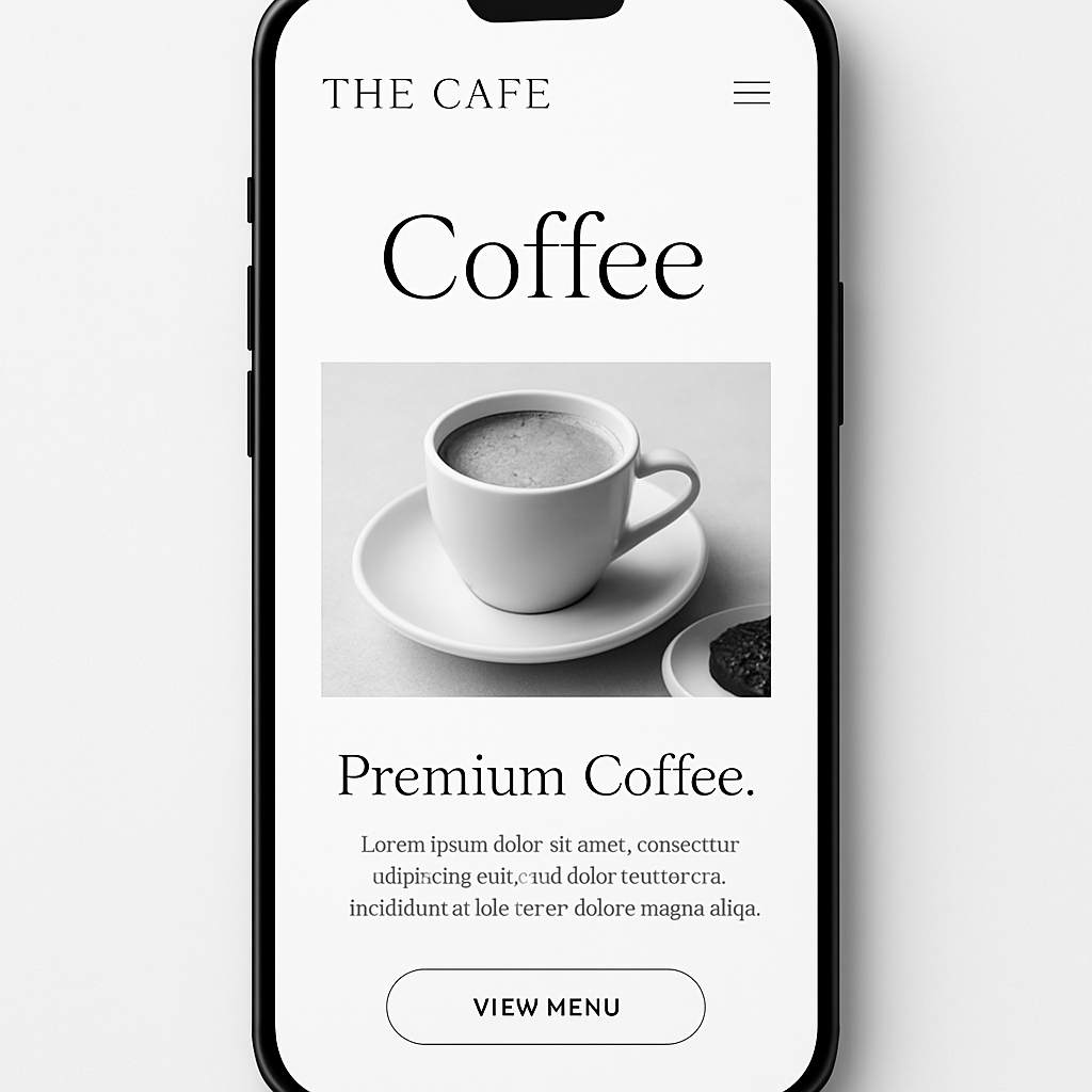 モダンカフェのWebサイト mobile mockup