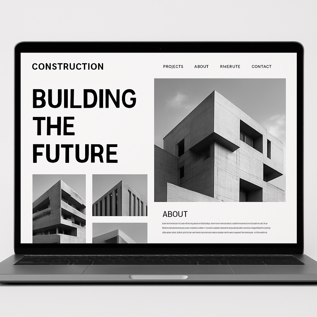 建設会社のWebサイト desktop mockup